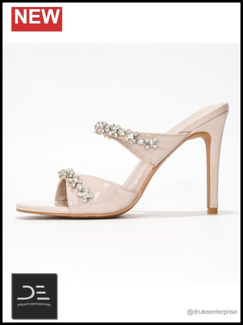 Rhinestone Mule Heels Stiletto High Heels Women's Dressy Bridal Prom Shoes - Picture 3 of 6